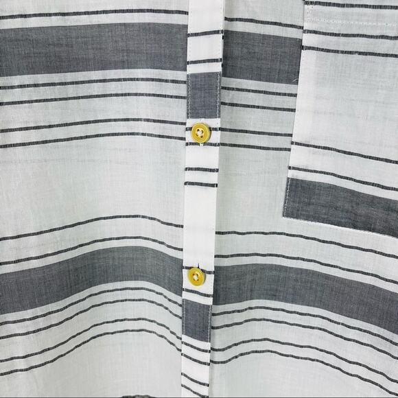 Matilda Jane white grey striped lightweight button down coastal shirt large - Picture 5 of 10